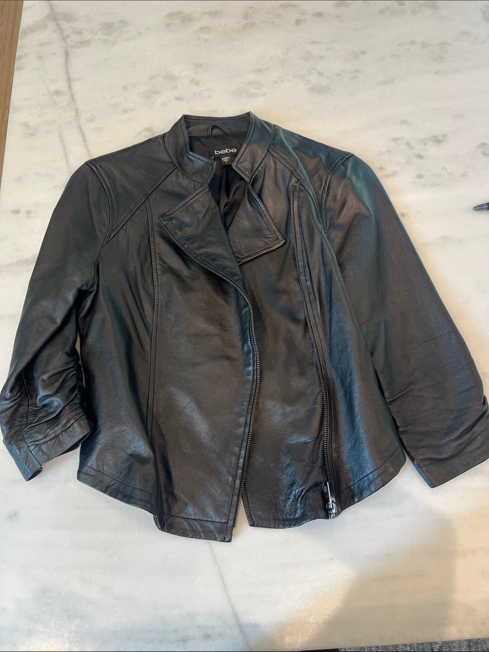 bebe Black Leather Moto-Style Jacket